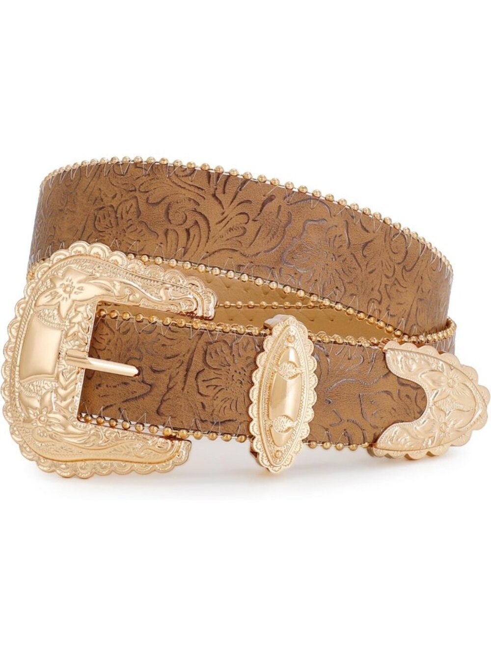 Floral Print Western Leather Belt for Women | Vintage Cowgirl Fashion Accessory